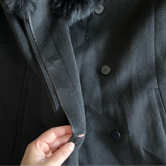 Forecaster Women's Fox-Fur-Collar Maxi Reefer Coat (Black) size 16 luxe wear NWT - Picture 10 of 14